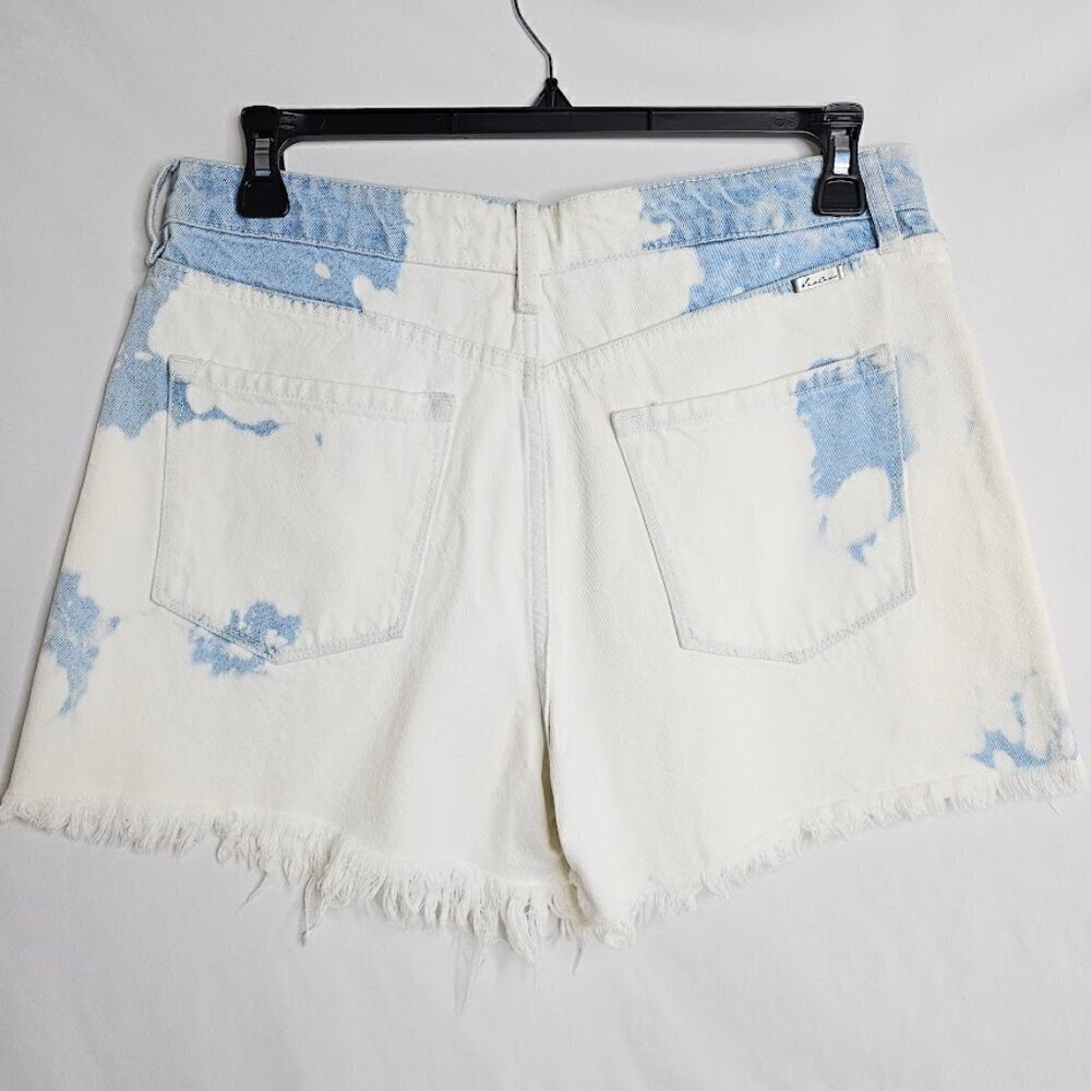 NEW KANCAN Maggie Jean Shorts size 13/30 BLUE & WHITE Denim High Rise Raw Hem - Picture 5 of 8
